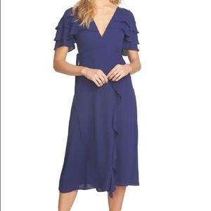 1. STATE Wrap Ruffle Midi Dress
